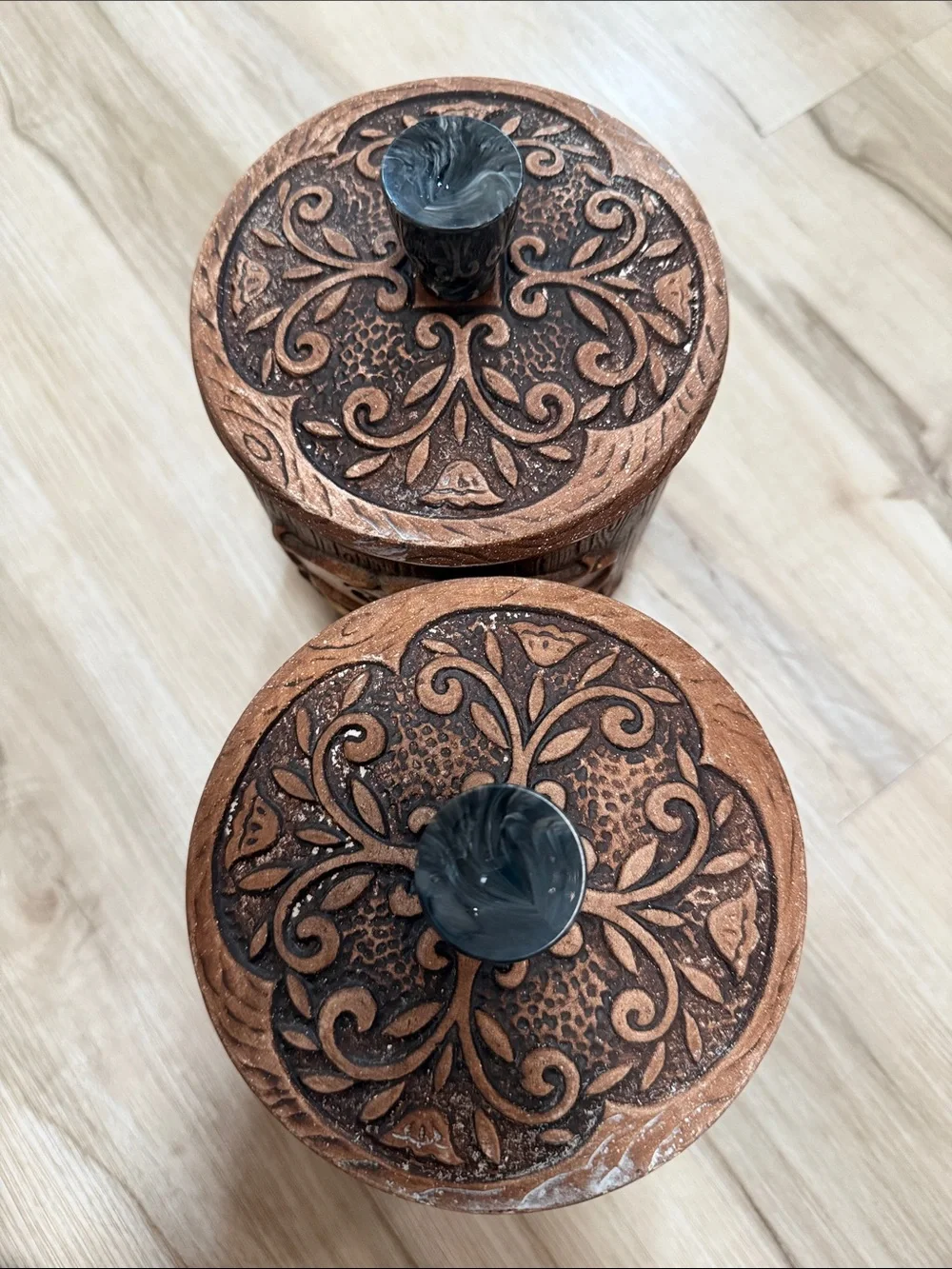 Vintage Treasure Craft USA 4-Piece Canister Set Handmade Boho Farmhouse